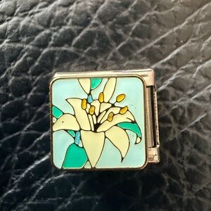 White Lily Flower Italian Charm Link